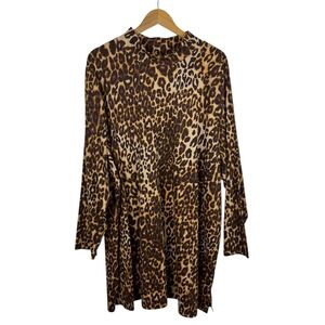 Roaman's Womens Leopard Tunic Top Size 3X (30/32) Long Sleeve Mock Neck Comfort‎